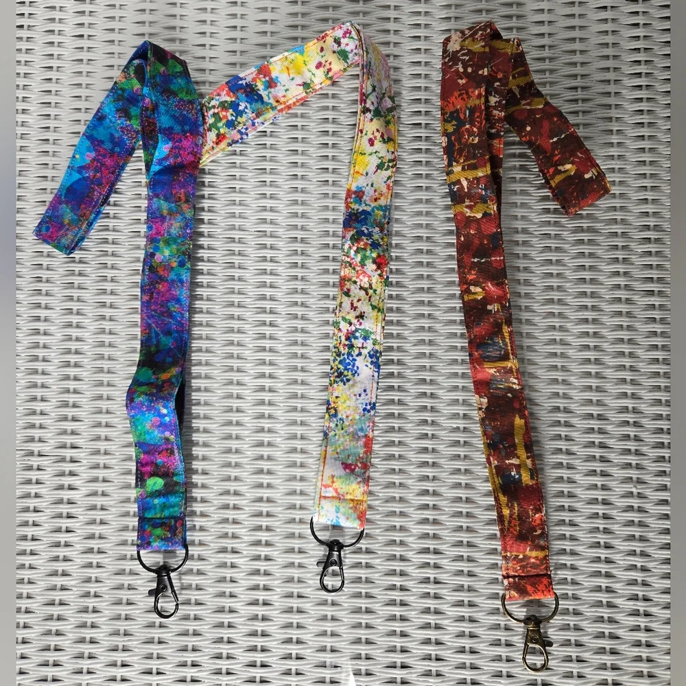Colorful Paint Splotches Lanyard and Keychain Set